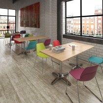 Square Café Table | 800 x 800mm | 725mm High | Beech | Chrome Pedestal Base | Roma