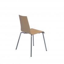 Wooden Café Low Chair | Chrome Legs | Beech | Fundamental