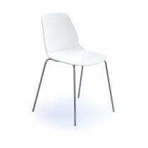 Multi Purpose Plastic Chair | Straight Leg | Chrome Frame | White | Strut
