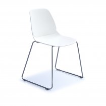Multi Purpose Plastic Chair | Sled Base | Chrome Frame | White | Strut