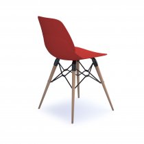 Multi Purpose Plastic Chair | Straight Leg | Oak Frame | Red | Strut