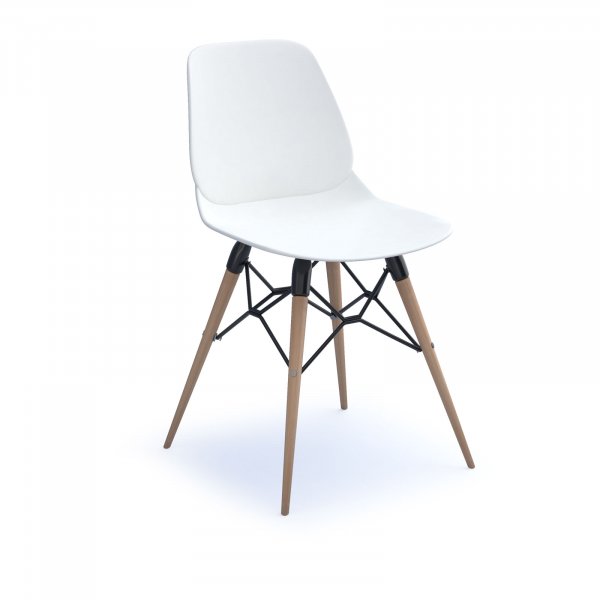 Multi Purpose Plastic Chair | Straight Leg | Oak Frame | White | Strut