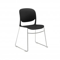 Plastic Café Chair | Sled Base | Black | Verve
