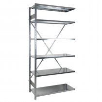 Extension Bay | Galvanised Steel Shelving | 2500h x 700w x 600d mm | 6 Levels | 200kg Max Weight per Shelf | EXPO 4G