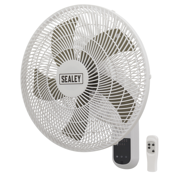18" Wall Fan | Remote Controlled | 3-Speed | White | Sealey