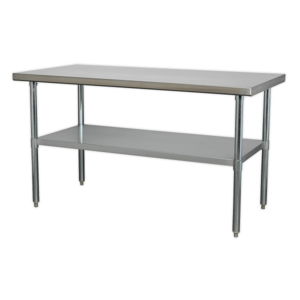 Stainless Steel Workbench | 890h x 1530w x 760d mm | Top Shelf 100kg UDL | Sealey