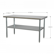 Stainless Steel Workbench | 890h x 1530w x 760d mm | Top Shelf 100kg UDL | Sealey