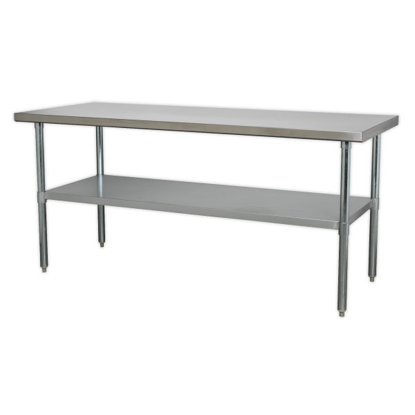 Stainless Steel Workbench | 890h x 1830w x 760d mm | Top Shelf 120kg UDL | Sealey