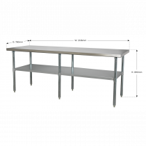 Stainless Steel Workbench | 890h x 2135w x 760d mm | Top Shelf 120kg UDL | Sealey