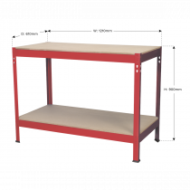 Rivet Workbench | 900h x 1210w x 610d mm | 100kg UDL | Red | Sealey