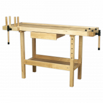 Woodworking Workbench | 850h x 1520w x 620d mm | Birchwood | 2 Vices | Sealey