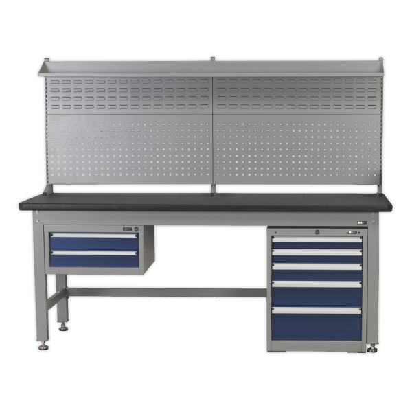 Industrial Cabinet Workstation | 850h x 1500w x 750d mm | LH 2 Drawers | RH 5 Drawers | Sealey