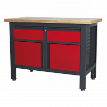 Industrial Workstation | 865h x 1200w x 600d mm | 300kg UDL | 2 Drawers | 2 Cupboards | Sealey