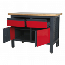 Industrial Workstation | 865h x 1200w x 600d mm | 300kg UDL | 2 Drawers | 2 Cupboards | Sealey