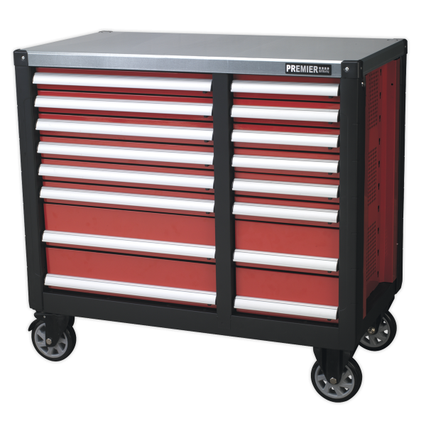 Mobile Workstation | 1000h x 1130w x 565d mm | Stainless Steel Top | 16 Drawers | Premier