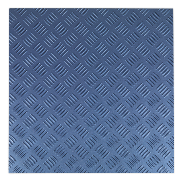 Peel & Stick Vinyl Floor Tiles | Pack of 16 | 3.34m² | Blue Chequer Plate Design | 3mm Thick | Sealey
