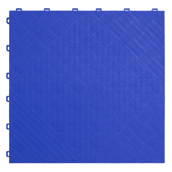 Chequer Plate Floor Tiles | Pack of 9 | 1.44m² | Polypropylene | 18mm Thick | Blue | Sealey