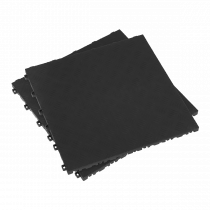 Chequer Plate Floor Tiles | Pack of 9 | 1.44m² | Polypropylene | 18mm Thick | Black | Sealey