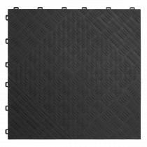Chequer Plate Floor Tiles | Pack of 9 | 1.44m² | Polypropylene | 18mm Thick | Black | Sealey