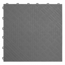 Chequer Plate Floor Tiles | Pack of 9 | 1.44m² | Polypropylene | 18mm Thick | Grey | Sealey