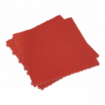 Chequer Plate Floor Tiles | Pack of 9 | 1.44m² | Polypropylene | 18mm Thick | Red | Sealey