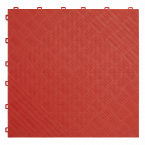 Chequer Plate Floor Tiles | Pack of 9 | 1.44m² | Polypropylene | 18mm Thick | Red | Sealey