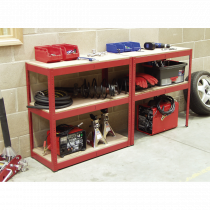 Industrial Steel Shelving | 1800h x 900w x 400d mm | 5 Levels | 350kg UDL | Red | Sealey