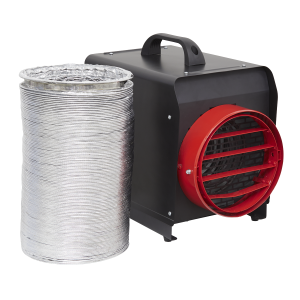Industrial Fan Heater | 6m Duct Hose | Two Heat Settings | 5kW | Black | Sealey