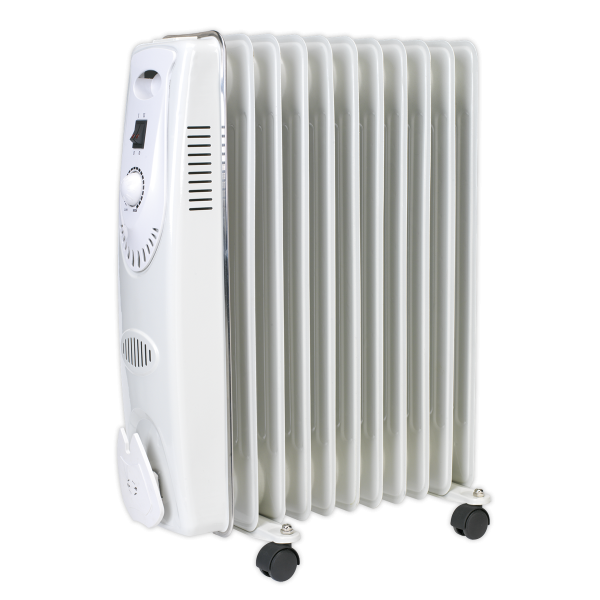 Oil Filled Radiator | 480mm Wide | 11 Element | No Timer | White | Sealey