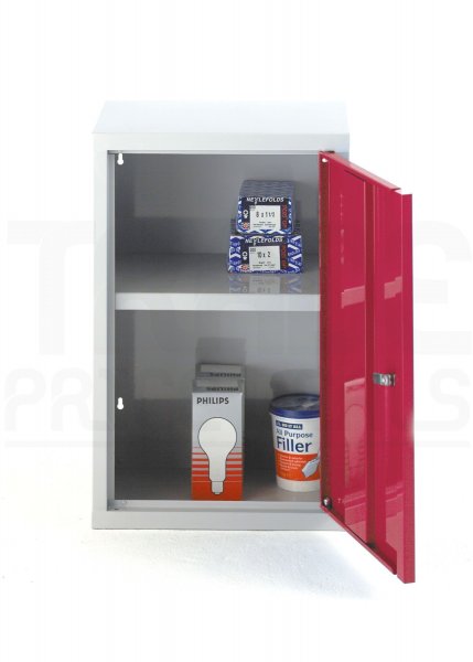 Wall Cabinet | 400mm Wide | Single Door | 1 Drawer | Red | Redditek