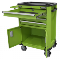 Tool Trolley | 835h x 690w x 470d mm | 4 Drawers | 2 Door Cupboard | Green | Sealey