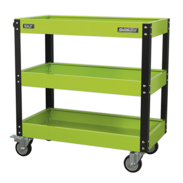 Heavy Duty Tool Trolley | 3 Shelves | 815h x 835w x 410d mm | Hi-Vis Green | Sealey
