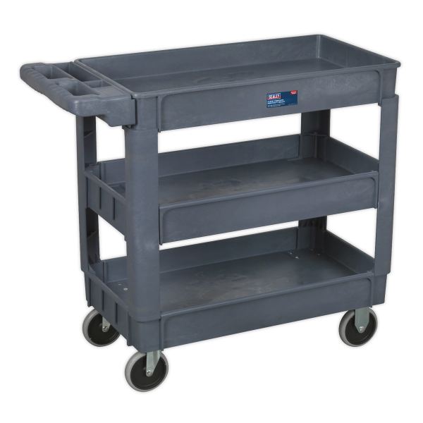 Heavy Duty Plastic Trolley | 3 Shelves | 850h x 1000w x 440d mm | Grey | Sealey