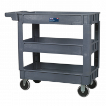 Heavy Duty Plastic Trolley | 3 Shelves | 850h x 1000w x 440d mm | Grey | Sealey