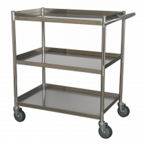 Stainless Steel Trolley | 3 Shelves | 862h x 810w x 458d mm | Sealey