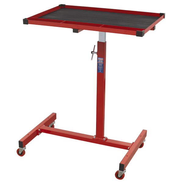 Mobile Workstation | Table Size 730w x 505d mm | Height Adjustable | Red | Sealey