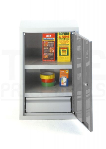 Wall Cabinet | 500mm Wide | Single Door | 1 Drawer | Grey | Redditek