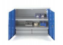 Wall Cabinet | 800mm Wide | 2 Doors | 2 Drawers | Blue | Redditek
