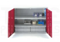 Wall Cabinet | 800mm Wide | 2 Doors | 2 Drawers | Red | Redditek