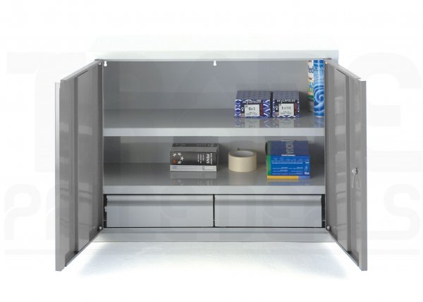 Wall Cabinet | 800mm Wide | 2 Doors | 2 Drawers | Grey | Redditek