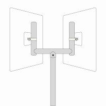 Fork Top for Mirror Post | 400h x 650w mm | For Mirror Versions 1 | To Fix Two Mirrors onto One Post, Wall Arm or Wall Post