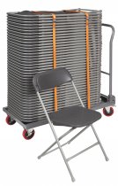Classic Folding Chairs | Bundle of 40 | Burgundy | With Trolley | Mogo