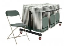 Classic Folding Chairs | Bundle of 84 | Burgundy | With Trolley | Mogo