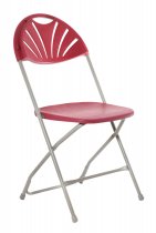 Classic Plus Folding Chairs | Bundle of 40 | Burgundy | With Trolley | Mogo