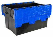 Pack of 2 Attached Lid Tote Boxes | 365h x 400w x 600d mm | 65 Litre | Recycled Base | Blue Lid