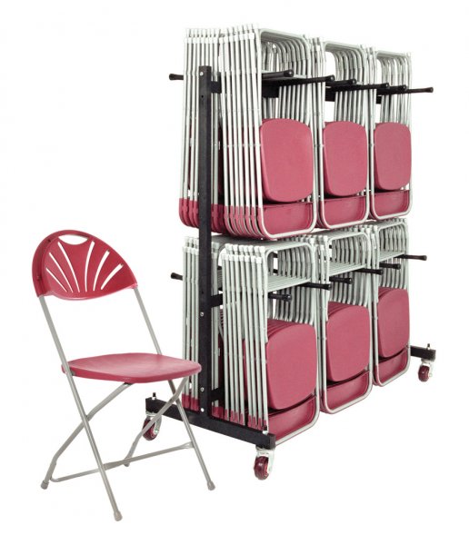 Classic Plus Folding Chairs | Bundle of 168 | Burgundy | With Trolley | Mogo