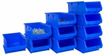 Plastic Parts Bins | 132h x 205w x 350d mm | 9.1 Litre | Blue | Pack of 10 | Topstore