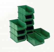 Plastic Parts Bins | 132h x 205w x 350d mm | 9.1 Litre | Green | Pack of 10 | Topstore