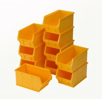 Plastic Parts Bins | 182h x 205w x 350d mm | 12.8 Litre | Yellow | Pack of 10 | Topstore