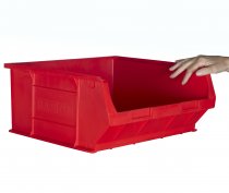 Plastic Parts Bins | 182h x 420w x 375d mm | 28.3 Litre | Red | Pack of 5 | Topstore
